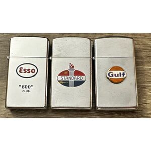 Vintage Zippo Lighters lot Collection - Esso, Standard, Gulf Logos